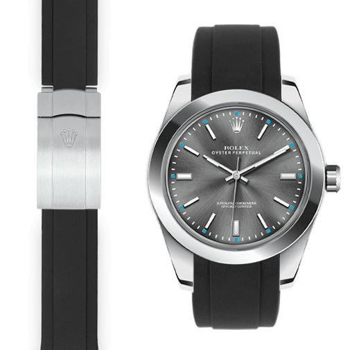 Gebogenes Kautschukarmband für Rolex Oyster Perpetual 39mm Faltschließe
