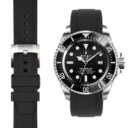 Gebogenes Kautschukarmband für Rolex Deepsea mit Dornschließe