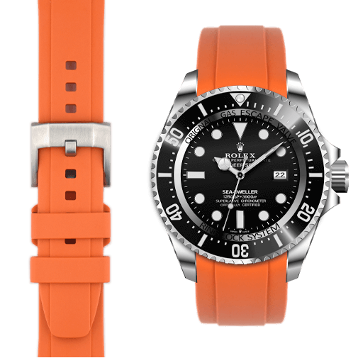 Gebogenes Kautschukarmband für Rolex Deepsea mit Dornschließe