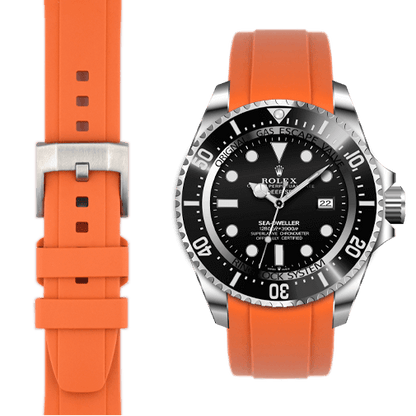 Gebogenes Kautschukarmband für Rolex Deepsea mit Dornschließe