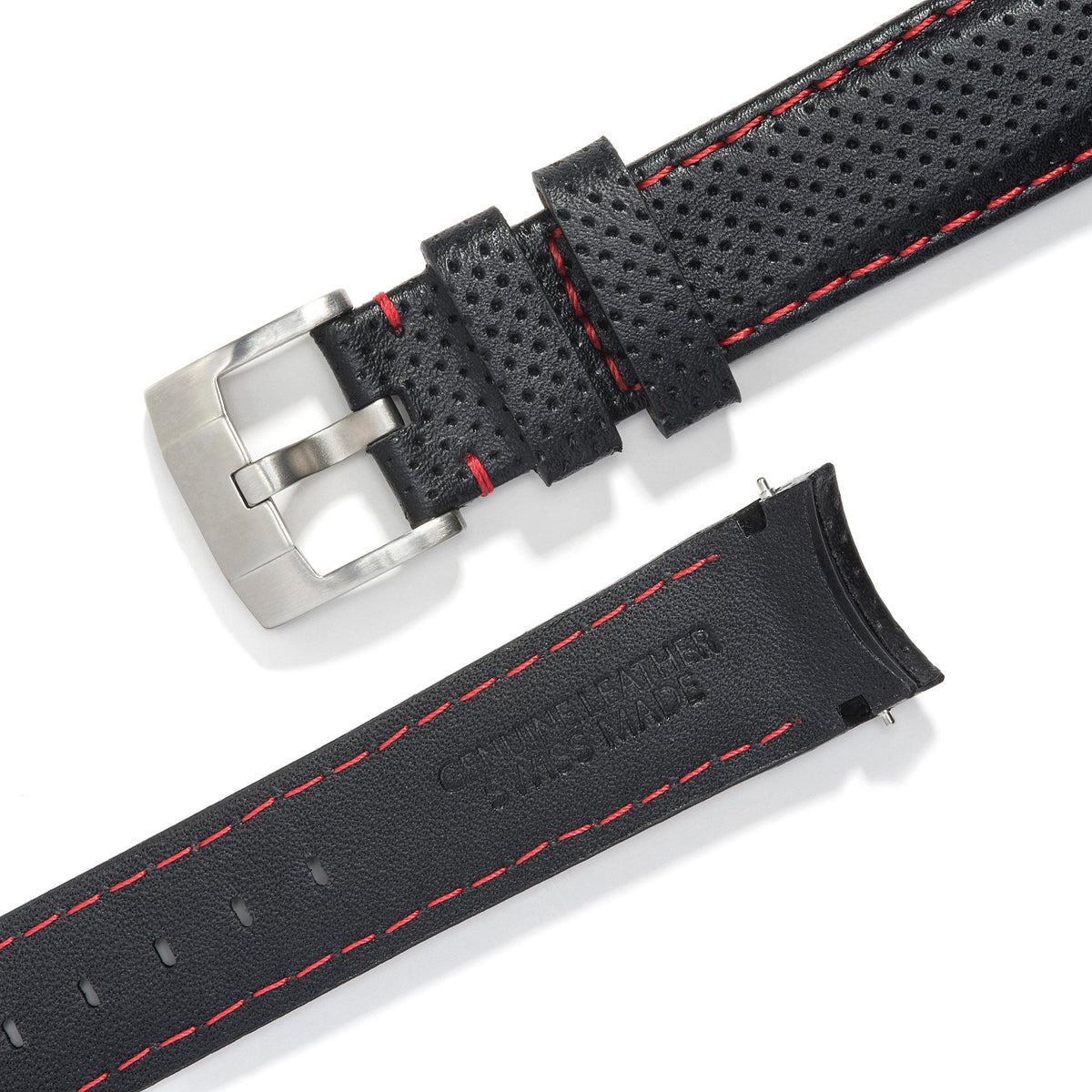 Gewölbtes Rennsport-Lederarmband für Rolex Sea-Dweller mit Dornschließe