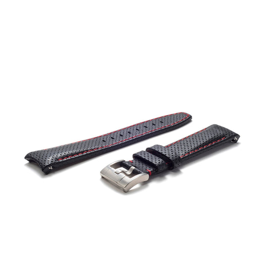 Gewölbtes Rennsport-Lederarmband für Rolex GMT Master II Keramik mit Dornschließe