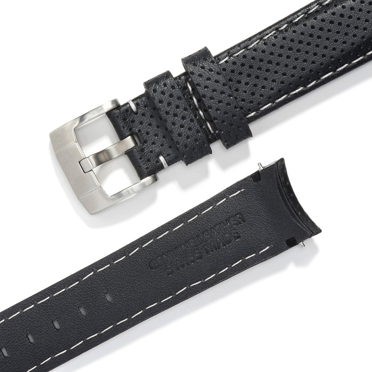 Gewölbtes Rennsport-Lederarmband für Rolex Keramik Daytona mit Dornschließe