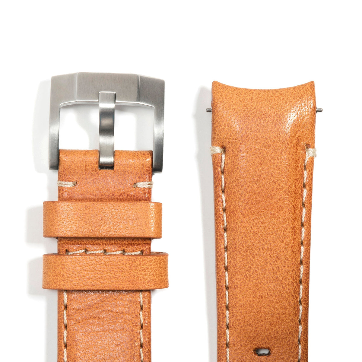 Lederarmband mit gebogenen Enden für Rolex Explorer II mit Dornschließe