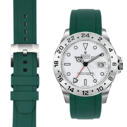 Gebogenes Kautschukarmband für Rolex Explorer II mit Dornschließe
