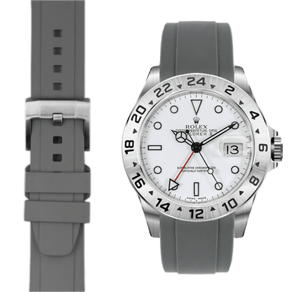 Gebogenes Kautschukarmband für Rolex Explorer II mit Dornschließe