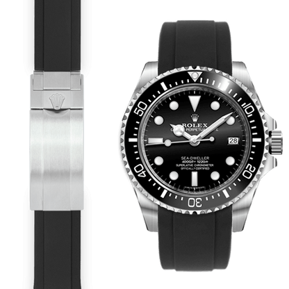 Gebogenes Kautschukarmband für Rolex Sea-Dweller 4000 Faltschließe