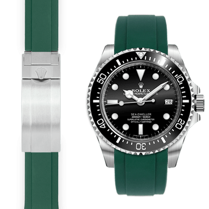 Gebogenes Kautschukarmband für Rolex Sea-Dweller 4000 Faltschließe