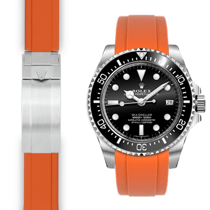 Gebogenes Kautschukarmband für Rolex Sea-Dweller 4000 Faltschließe
