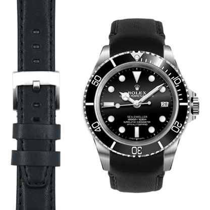 Lederarmband mit gewölbtem Ende für Rolex Sea-Dweller mit Dornschließe