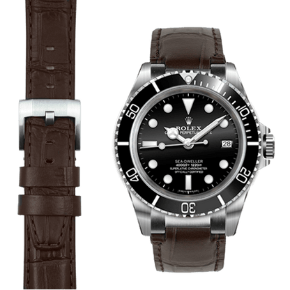 Stahl-Endlink-Lederarmband für Rolex Sea-Dweller mit Dornschließe