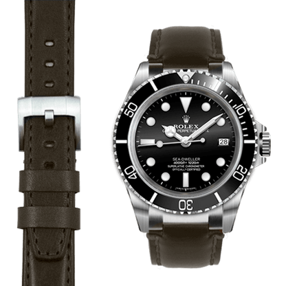 Stahl-Endlink-Lederarmband für Rolex Sea-Dweller mit Dornschließe