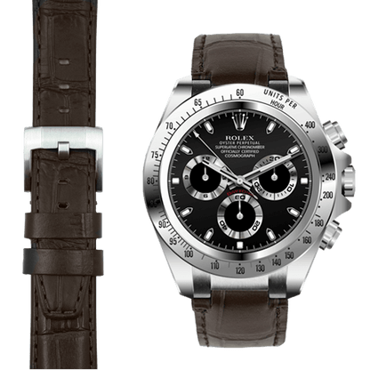 Stahl-Endstück-Lederarmband für Rolex Daytona mit Dornschließe