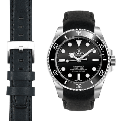Lederarmband mit gebogenem Ende für Rolex Sub Ceramic No-Date mit Dornschließe