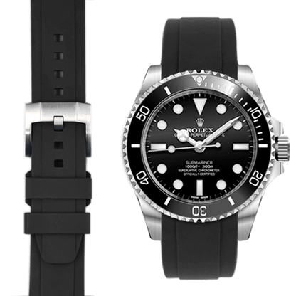 Kautschukarmband mit gebogenem Ende und Dornschließe für Rolex Sub Ceramic No-Date