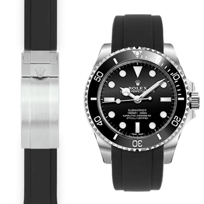 Kautschukarmband mit gebogenem Ende für Rolex Sub Ceramic No-Date Faltschließe