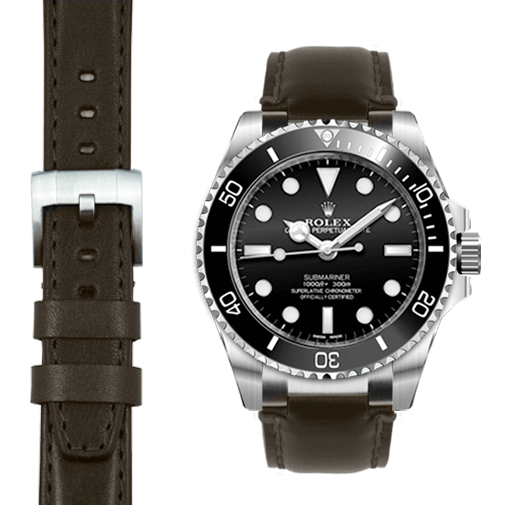 Stahl-Endstück-Lederarmband-System für die Rolex Sub Ceramic No-Date