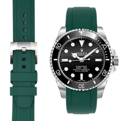 Kautschukarmband mit gebogenem Ende und Dornschließe für Rolex Sub Ceramic No-Date