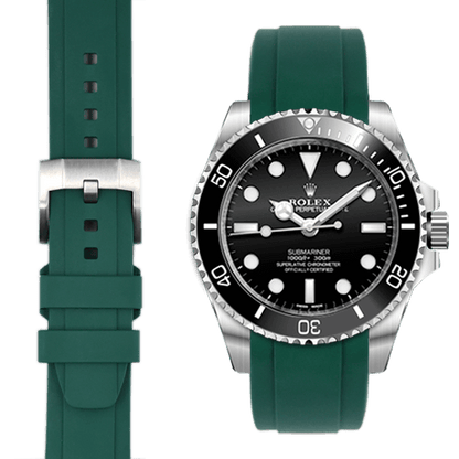 Kautschukarmband mit gebogenem Ende und Dornschließe für Rolex Sub Ceramic No-Date