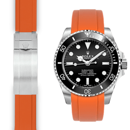 Kautschukarmband mit gebogenem Ende für Rolex Sub Ceramic No-Date Faltschließe