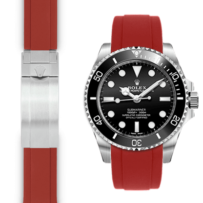 Kautschukarmband mit gebogenem Ende für Rolex Sub Ceramic No-Date Faltschließe