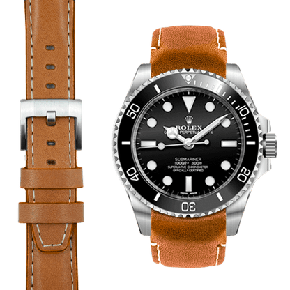 Lederarmband mit gebogenem Ende für Rolex Sub Ceramic No-Date mit Dornschließe