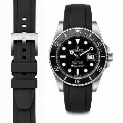 Kautschukarmband mit gebogenem Ende für Rolex Submariner 41mm mit Dornschließe (Modell 2020)