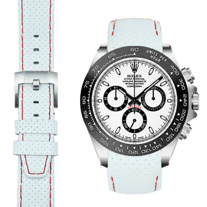 Gewölbtes Rennsport-Lederarmband für Rolex Keramik Daytona mit Dornschließe