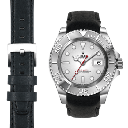 Lederarmband mit gebogenem Ende für Rolex Yacht-Master mit Dornschließe