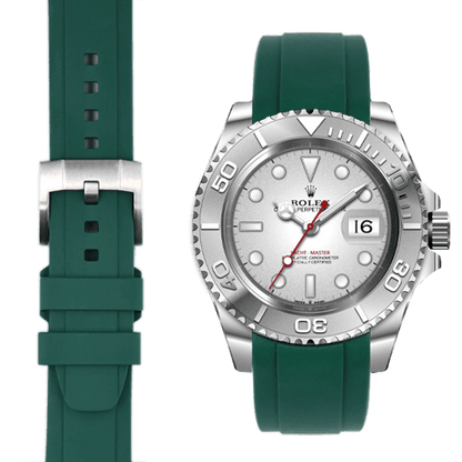 Kautschukarmband mit gebogenem Ende für Rolex Yacht-Master mit Dornschließe