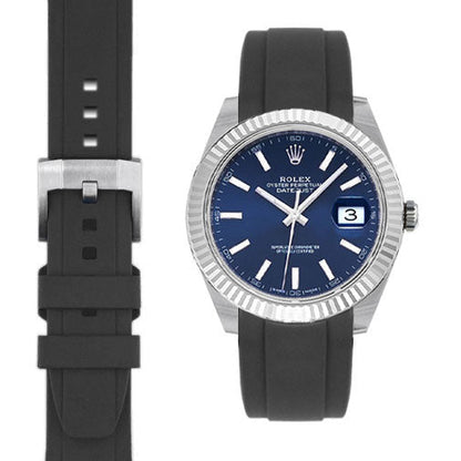 Gebogenes Kautschukarmband für Rolex Datejust 41mm mit Dornschließe