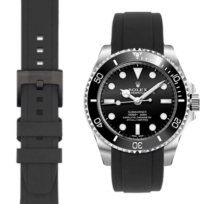 Kautschukarmband mit gebogenem Ende und Dornschließe für Rolex Sub Ceramic No-Date