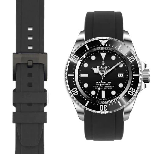 Gebogenes Kautschukarmband für Rolex Deepsea mit Dornschließe