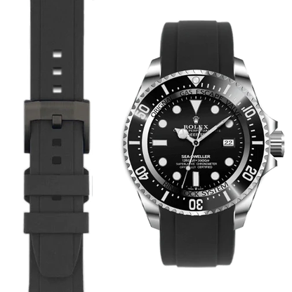Gebogenes Kautschukarmband für Rolex Deepsea mit Dornschließe