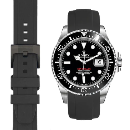 Gebogenes Kautschukarmband für Rolex Sea-Dweller 43mm mit Dornschließe