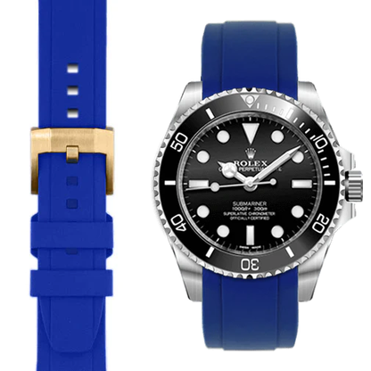Kautschukarmband mit gebogenem Ende und Dornschließe für Rolex Sub Ceramic No-Date