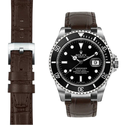 Stahl-Endstück Lederarmband für Rolex Submariner mit Dornschließe