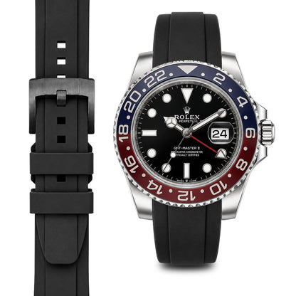 Gebogenes Kautschukarmband für Rolex GMT Ceramic Jubilee mit Dornschließe