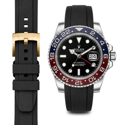 Gebogenes Kautschukarmband für Rolex GMT Ceramic Jubilee mit Dornschließe