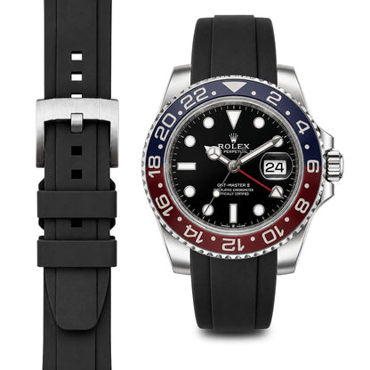Gebogenes Kautschukarmband für Rolex GMT Ceramic Jubilee mit Dornschließe