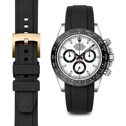 Gebogenes Kautschukarmband für Rolex Ceramic Daytona mit Dornschließe