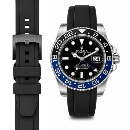 Gewölbtes Kautschukarmband für Rolex GMT Master II Keramik mit Dornschließe