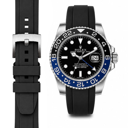 Gewölbtes Kautschukarmband für Rolex GMT Master II Keramik mit Dornschließe