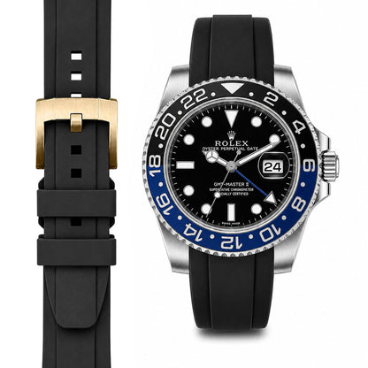 Gewölbtes Kautschukarmband für Rolex GMT Master II Keramik mit Dornschließe