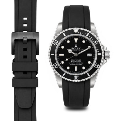 Gebogenes Kautschukarmband für Rolex Sea-Dweller mit Dornschließe