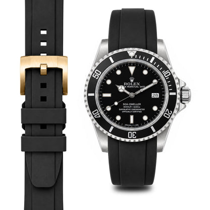Gebogenes Kautschukarmband für Rolex Sea-Dweller mit Dornschließe