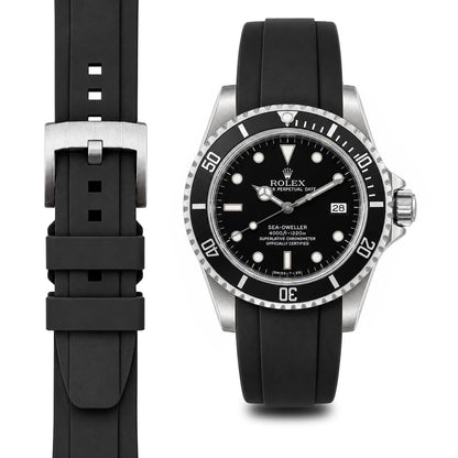 Gebogenes Kautschukarmband für Rolex Sea-Dweller mit Dornschließe