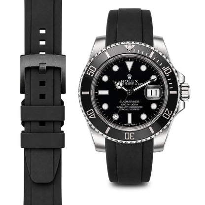 Gewölbtes Kautschukarmband für Rolex Submariner Keramik mit Dornschließe
