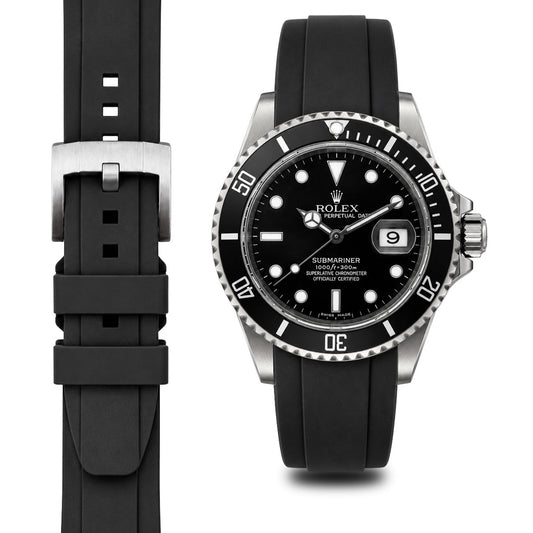 Gebogenes Kautschukarmband für Rolex Submariner mit Dornschließe