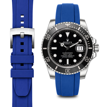 Gewölbtes Kautschukarmband für Rolex Submariner Keramik mit Dornschließe